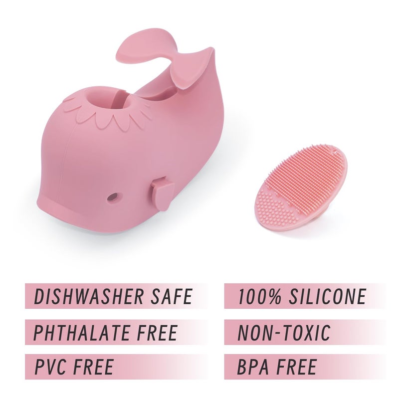 Mandoo Bath Faucet Cover for Kids，Bath Spout Cover for Baby are Suitable for Most Bathtub Faucet,spout Cover Bathroom Tub Adds Fun to Your Baby in The Shower.（Beige+Brush） - Image 3